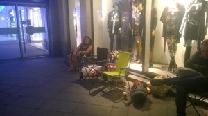 Michelle Guyatt queuing outside Churchill Square this evening