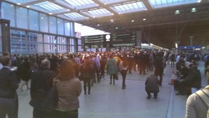 Crowds wait for the next train at St Pancras this evening. Picture by Nick Herbert on Twitter