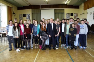 Graham Cox with students from Hove Park School