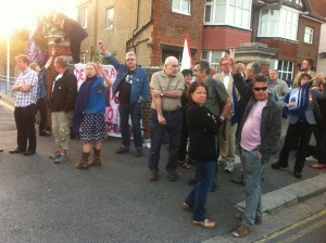 Protesters outside Hove Park School last year