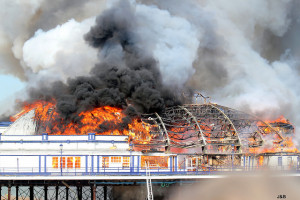 Eastbourne Pier on fire in 2014 by Brian & Jeff on Flickr