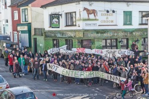 Scores gather to support the campaign to save the Horse and Groom on Sunday, February 8. Picture by www.roachphotography.co.uk