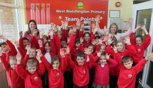 West Blatchington Primary School pupils with deputy head Debbie Collis and head teacher Rachel Simmonds