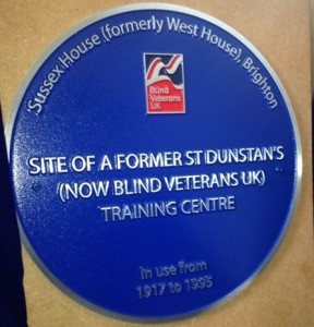 Blind Veterans UK plaque at Sussex House in Abbey Road