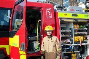 Luke Wright during a visit to Hove Fire Station