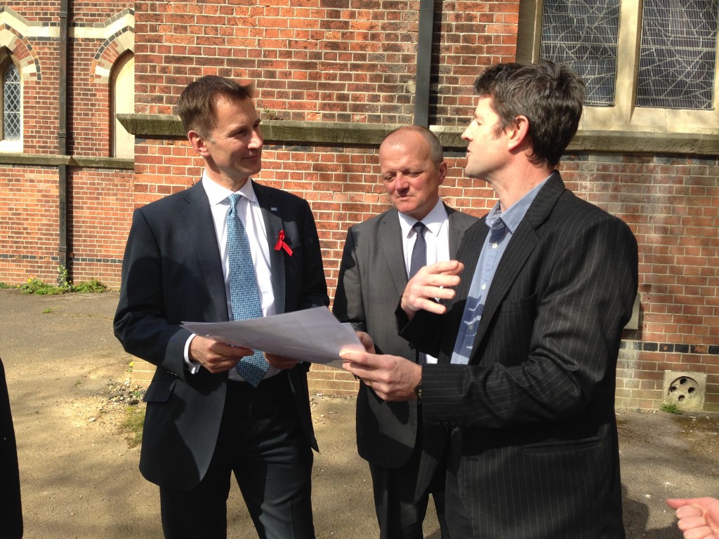Health Secretary Jeremy Hunt with Graham Cox and Tim McMinn
