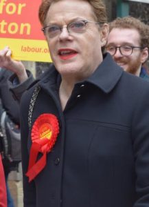 Eddie Izzard in Brighton supporting Labour PPC Purna Sen's campaign last May