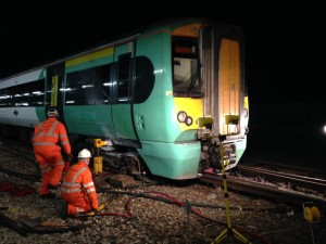 Engineers work on the train last night. Picture from Network Rail