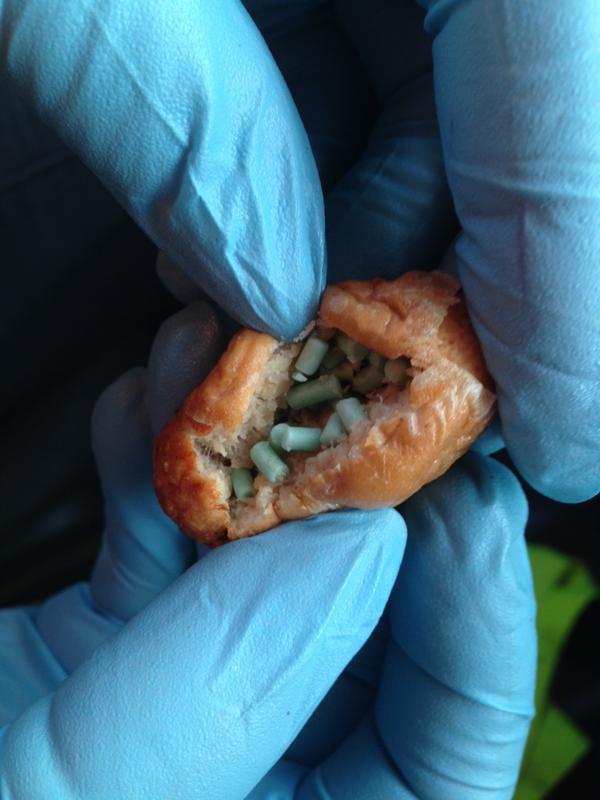 Sausages laced with pellets found