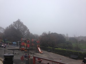 Sea fret in Queen's Park today. Picture by Samantha Dawes