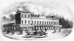 An engraving, which appeared in the Brighton Herald in 1840, showing David Mocatta's building. 