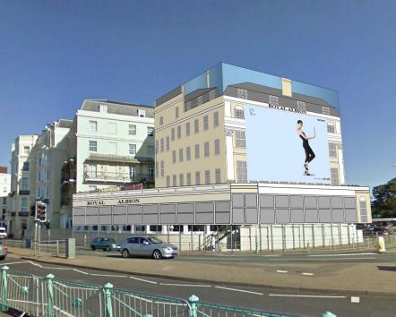 Scaffold advertising plans for landmark Brighton hotel