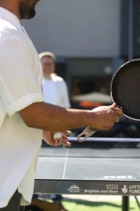 Ping! 2015 gets under way with chefs testing their skills using frying pans as bats