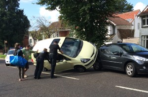 car crash Shirley Drive Hove 20150901