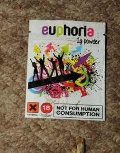 A packet of the legal high euphoria found at the flat of 