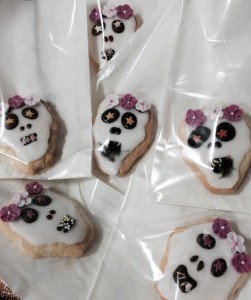 Day of the Dead biscuits baked by one of the parents who sent in food for a fundraising sale after school