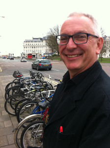 Former Councillor Ian Davey by bikes