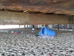 tents under the pier