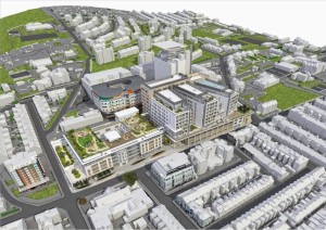 An artist's impression of an aerial view of the Royal Sussex site after the modernisation work is completed