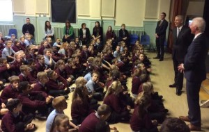 Prince Andrew visited the City Academy Whitehawk and told the children in assembly: 'I'll be back!'