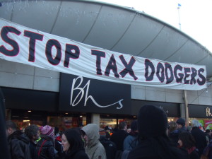 BHS and Sir Philip Green, who was then the owner, attracted protests about tax avoidance in 2011