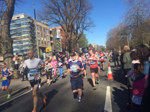 Brighton Marathon Runners make their way along Preston Road. Picture by Becky Snowden.