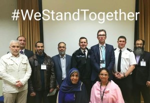 Muslim community leaders, council and police chiefs, standing, from left, Sabri Ben-Ameur, from Brighton and Hove Muslim Forum, council children’s services chief Pinaki Ghoshal, Imam Sheikh Mohammed Toulba, from Al-Quds Mosque, Eslam Miah, from the Shahjala Culture Centre, Brighton and Hove police commander Chief Superintendent Nev Kemp, council chief executive Geoff Raw, Superintendent James Collis, and Tariq Jung, from Brighton and Hove Muslim Forum, and sitting, from left, Asmat Roe, from Brighton and Hove Muslim Women, and Prevent co-ordinator Nahida Shaikh