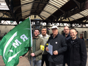 Train guards on strike outside Brighton Station