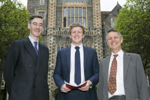 Jacob Rees-Mogg MP with Fred Dimbleby and Matthew Parris at Brighton College - Picture by David McHugh