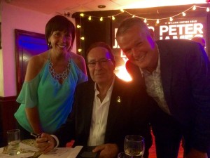 Graham Bartlett, right, with his wife Julie and the author Peter James