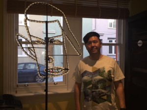 Bobby Lambkin-Williams with his sculpture