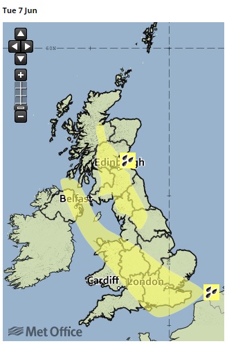 Brighton warned of threat of thunderstorms tomorrow