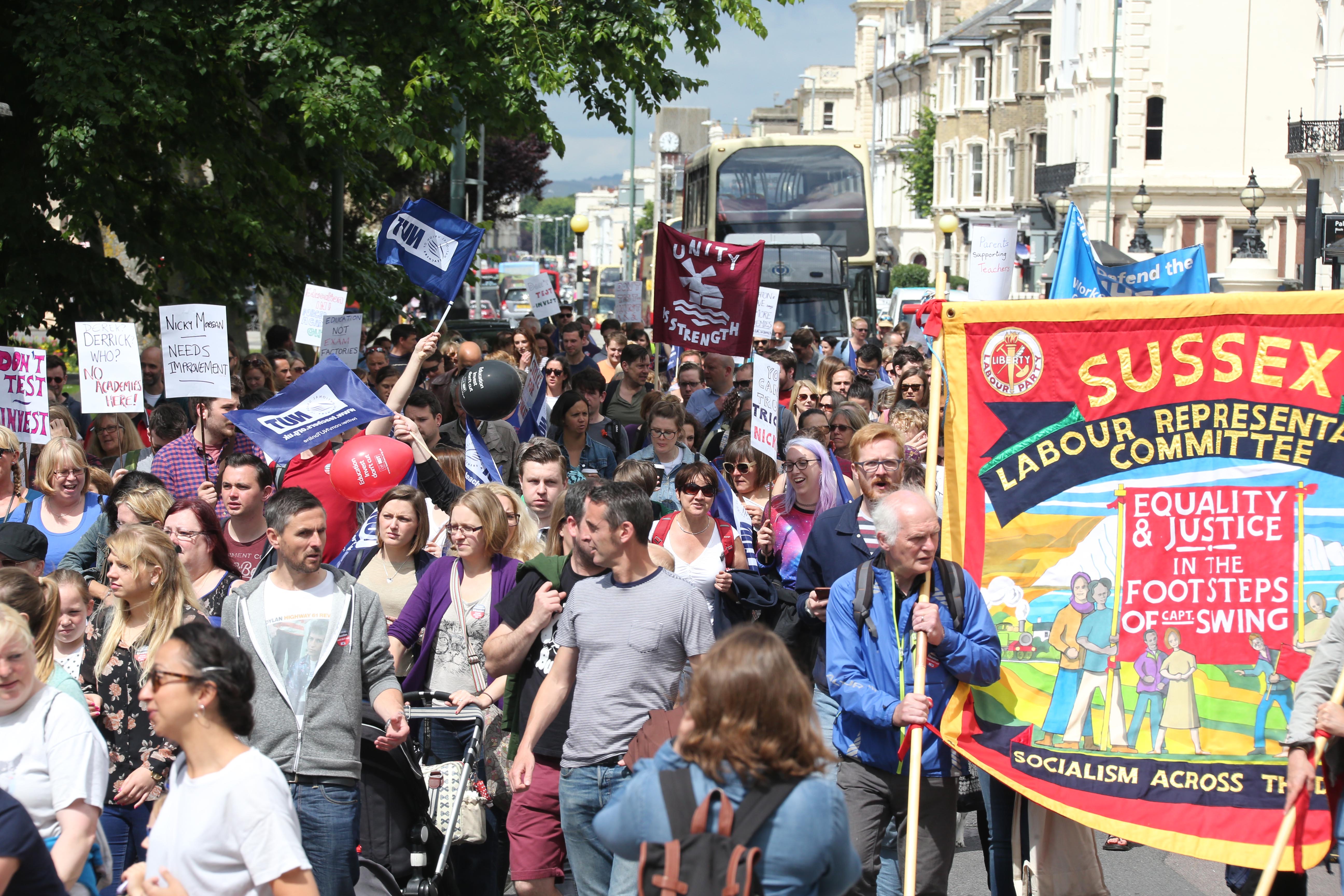 Hundreds join NUT march as teachers across Brighton and Hove strike