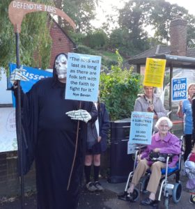 Protesters outside Willow House in Bevendean on the day that the doctors' surgery closed