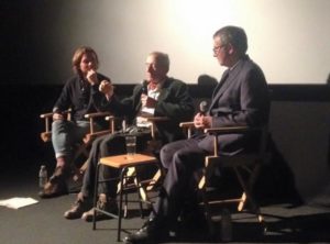 Raymond Briggs takes part in a Q&A at Dukes at Komedia flanked by host Graeme Dalling and director Roger Mainwood