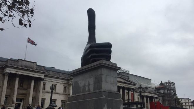 Brighton artist gives Thumbs Up to Fourth Plinth in Trafalgar Square