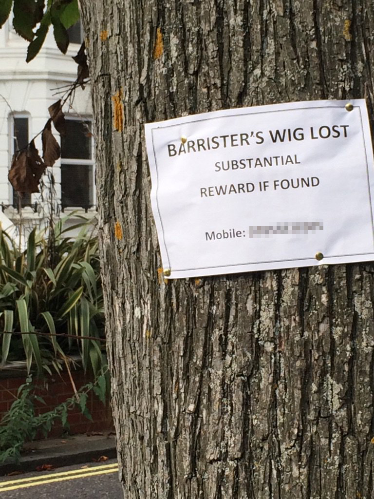 Barrister appeals for safe return of wig