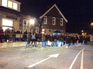 Hundreds of passengers had a long wait for a replacement bus at Three Bridges in the early hours of the morning
