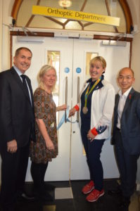 Olympic equestrian Fiona Bigwood celebrates the £3 million makeover of the Sussex Eye Hospital with hospital trust chairman Tony Kildare, head of orthoptics Joy White and project manager Dixon Au
