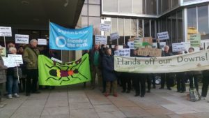 A protest was held outside Hove Town Hall over the proposed sale of downland - Picture by Brenda Pollack