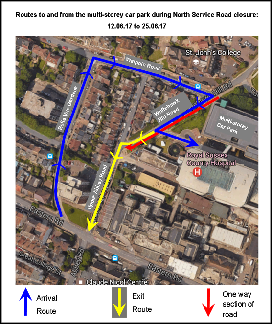 Brighton hospital road to close for two weeks with diversions for car park traffic