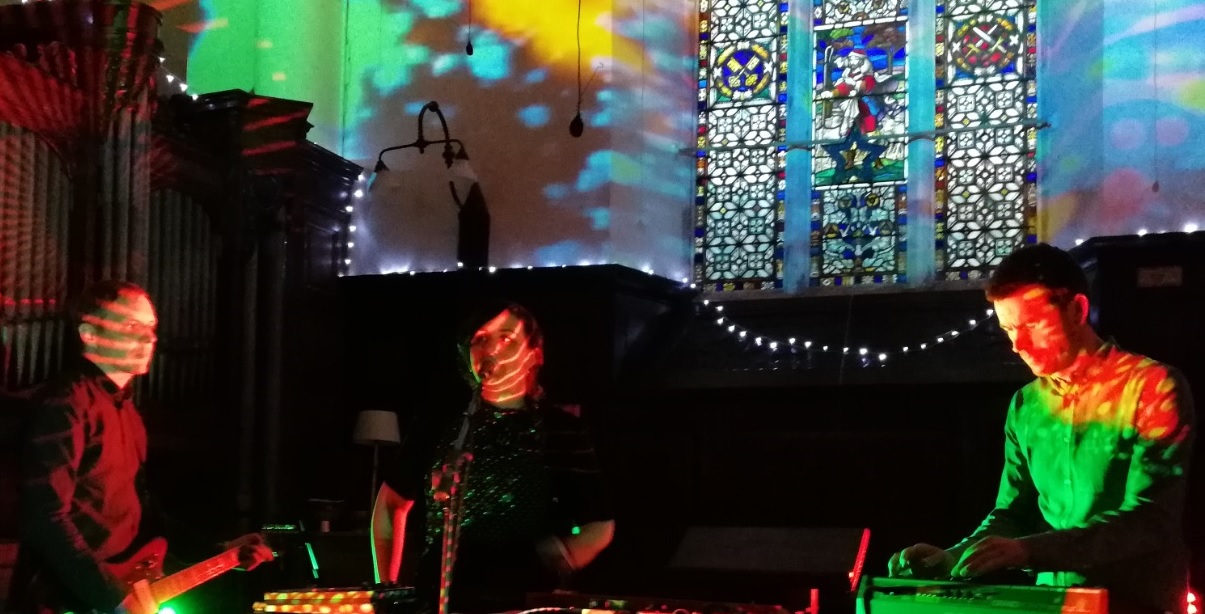 Psychedelic visuals and synth sounds float around Sussex chapel