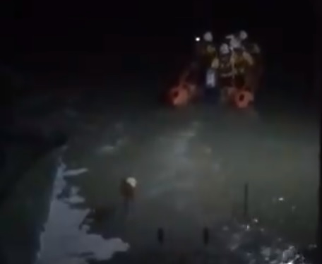 Police helicopter assists search for person in the water at Hove Lagoon