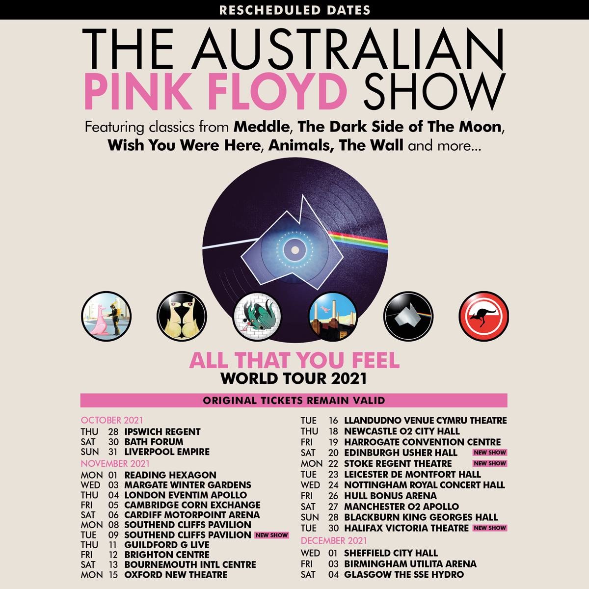 The Australian Pink Floyd Show rescheduled Brighton concert date