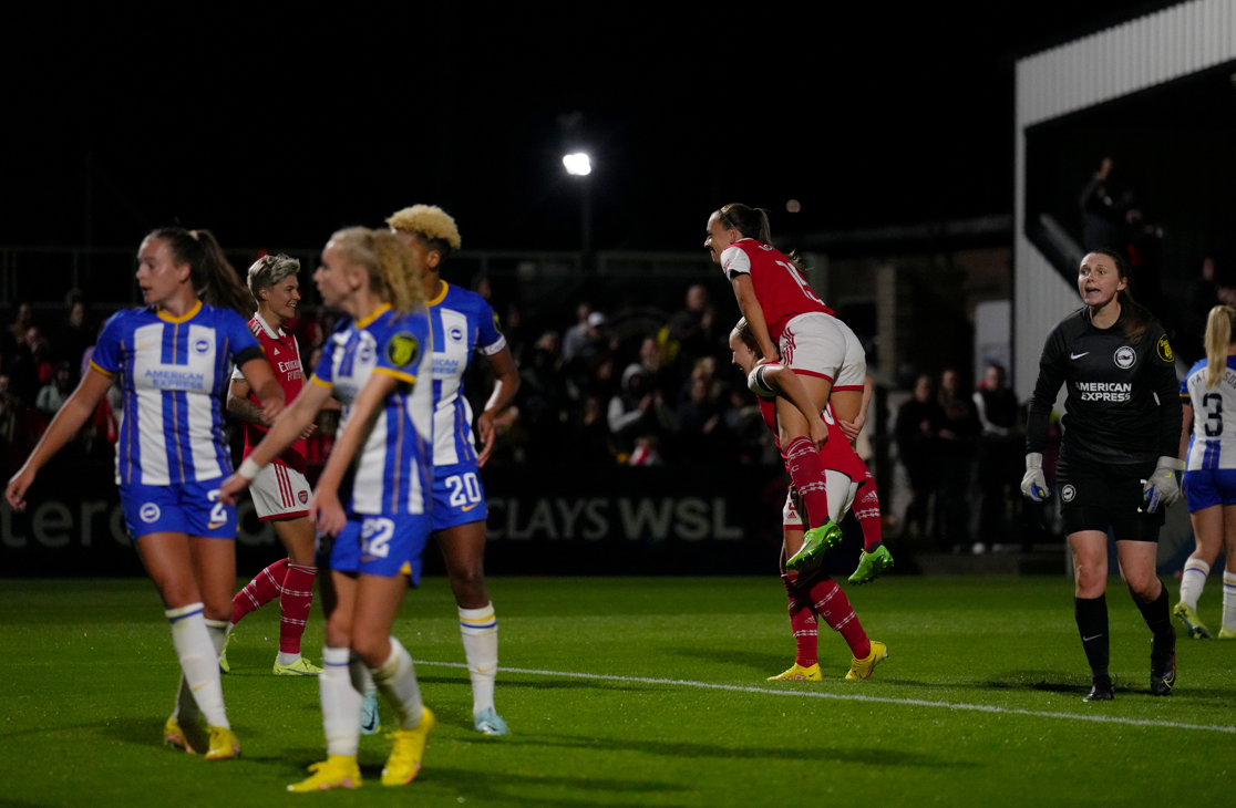 Mead scores twice as Arsenal beat Brighton in WSL opener