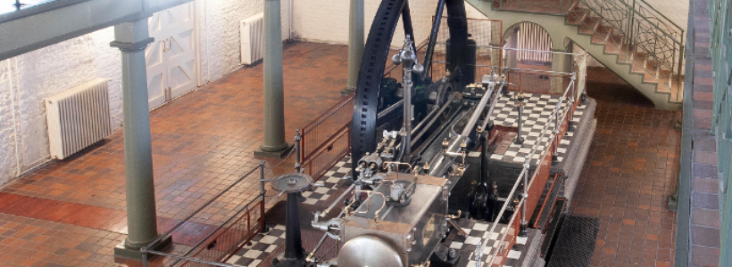 The Corliss and Wheelock horizontal steam engine at the Engineerium in Hove