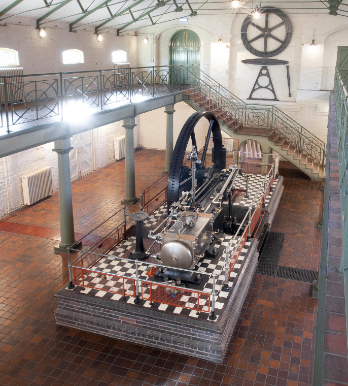 The Corliss and Wheelock horizontal steam engine at the Engineerium in Hove