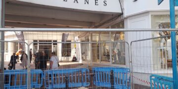 Sinkhole opens up in The Lanes