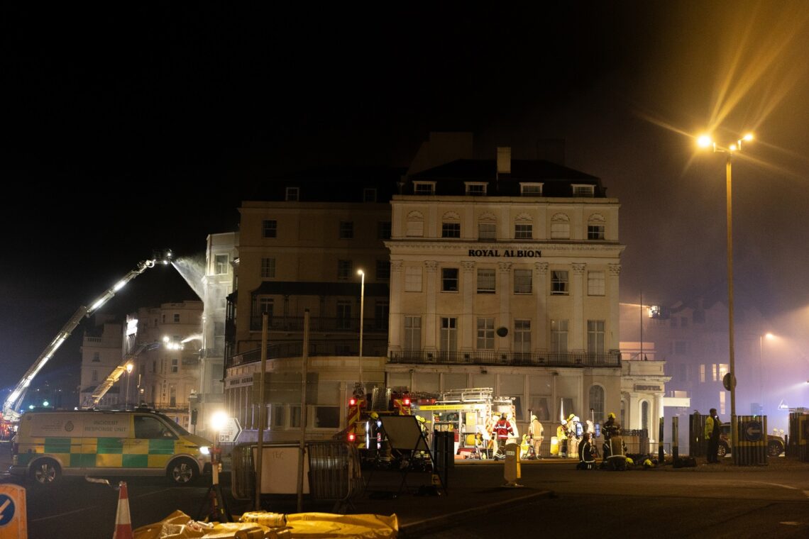 Roads still closed as response to Royal Albion Hotel fire scaled down