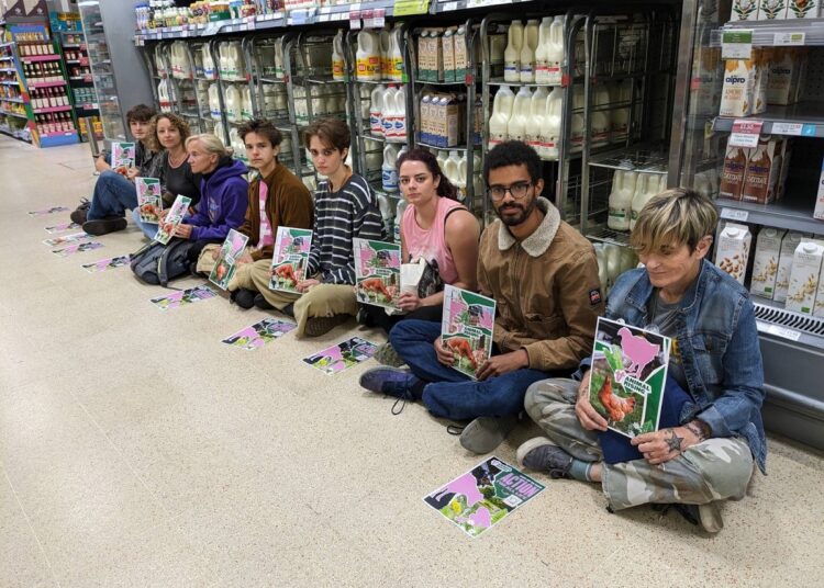 Vegan protesters stage Waitrose dairy aisle sit-in